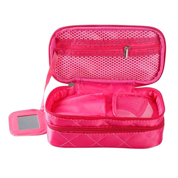 LKMY Make-up Bag Organizer für Frauen, professionelle multifunktionale 2-Lagen-Reisekosmetiktasche, wasserdicht mit Spiegel im Bürstenfach