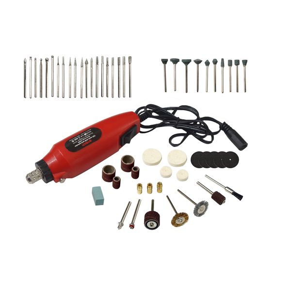 Amtech V2560 Mini Drill (60 Piece) with Bit Set for Craft and DIY. Electric Grinder Kit and Rotary Power Tool for Carving and Grinding