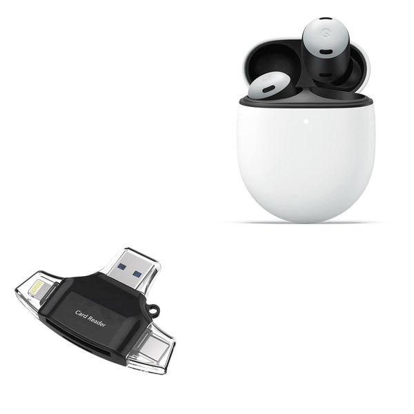BoxWave Smart Gadget Compatible with Google Pixel Buds pro - AllReader SD Card Reader, microSD Card Reader SD Compact USB - Jet Black