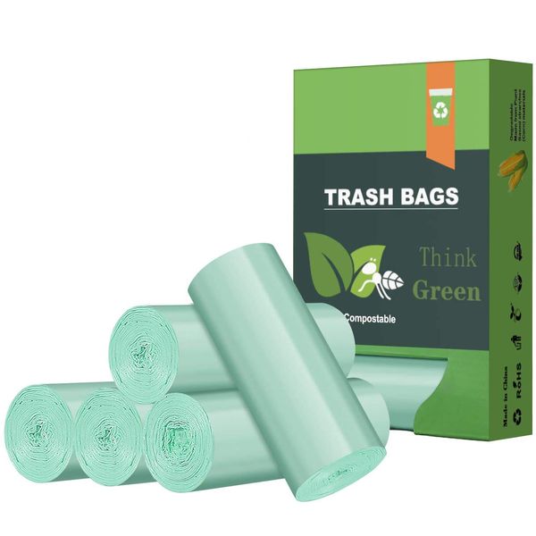 8 Gallon Biodegradable Trash Bags, AYOTEE Garbage Bags 8 gallon, Compostable Medium Trash Bags, Unscented Leak Proof Bags for Office, Home, Bathroom, Car, Kitchen(Green)