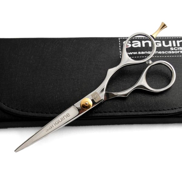 Sanguine Hair Scissors, Hairdressing Scissors, with Presentation Case, Professional or Personal use (Chrome)