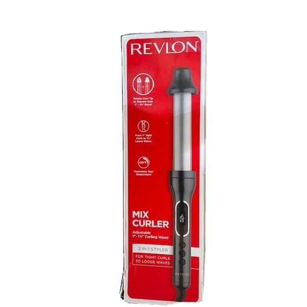 Revlon 2 in 1 Adjustable Mix 1"- 1 1/2" inch Curling Wand styler #RVIR1183