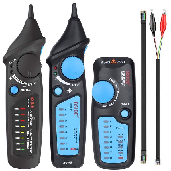 BSIDE Home Safety Check Combo Kit, Wire Tracker Electric Line Finder Network Cable Collation Continuity Checker and 12-1000V Dual Mode Non-contact Voltage Detector