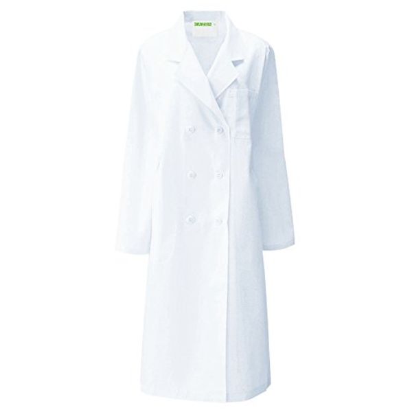 KAZEN 125-30 Medical Uniform, White Coat, Women’s Exam Clothes, W-Type, Long Sleeve, White, KAZEN Apron 4L