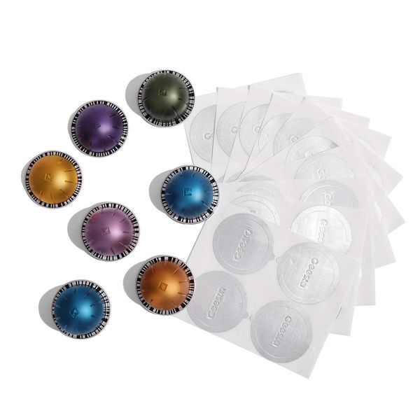 Geesta Reusable Aluminum Foil Seals Lid Compatible with Nespresso Vertuoline Capsule-120 Pcs (120 PCS)