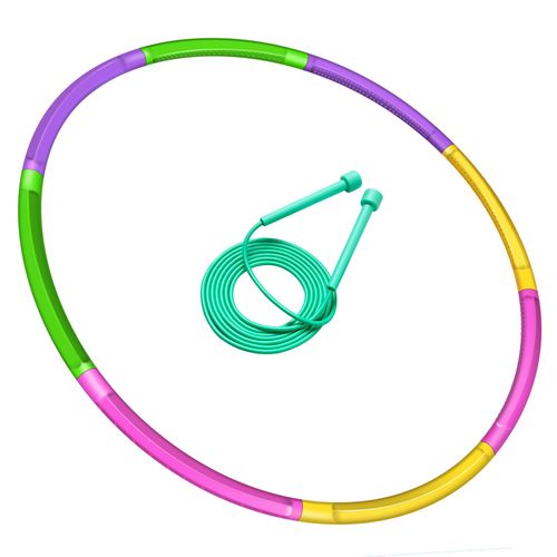 WEOKLL Toy Color Hoop and Jump Rope for Kids, Detachable & Size Adjustable Plastic Colourful Exercise Hoop for Boys and Girls Party Games, Gymnastics, Dog Agility Equipment, Christmas Wreath