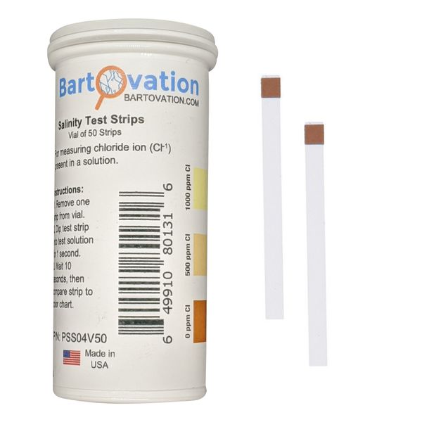 50 Salinity Salt Test Strips, 0-1000 ppm for Measuring Chloride Cl Ion