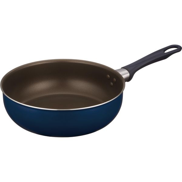 Thermos KFI-024D NVY Durable Series Stir-Fry Pan, 9.4 inches (24 cm), For Gas Stoves Only, Navy