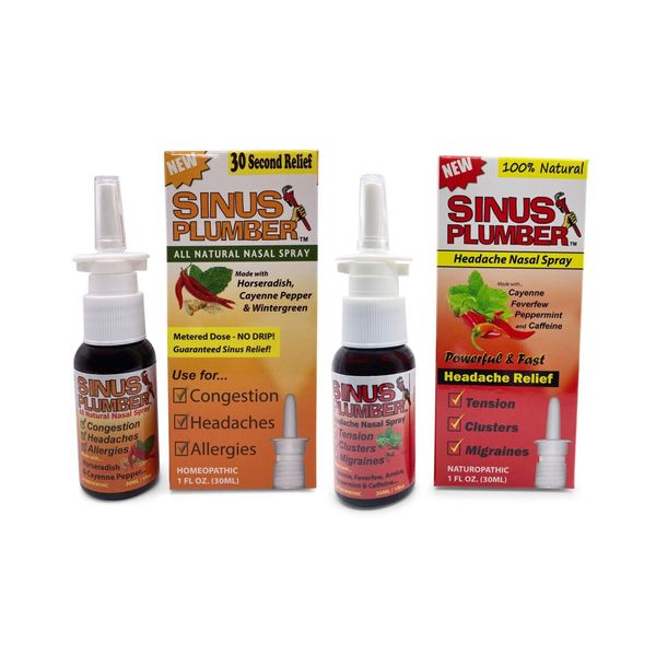 Sinus Plumber Allergy and Headache Pepper Nasal Spray Combo Pack Sinus Buster