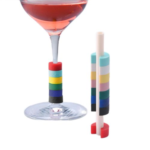 CheerModa Glass Markers Wine Glass Sign Stem Markers 8 Colors for Party Banquet