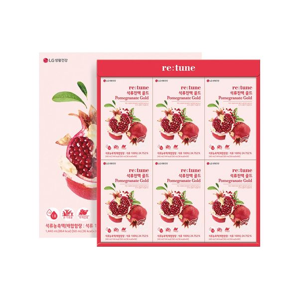 [50% Discount] 23 Year Lunar New Year Gift Set LG Household & Health Care Retune Pomegranate Extract Gold 60ML 24 Packs, 1ea