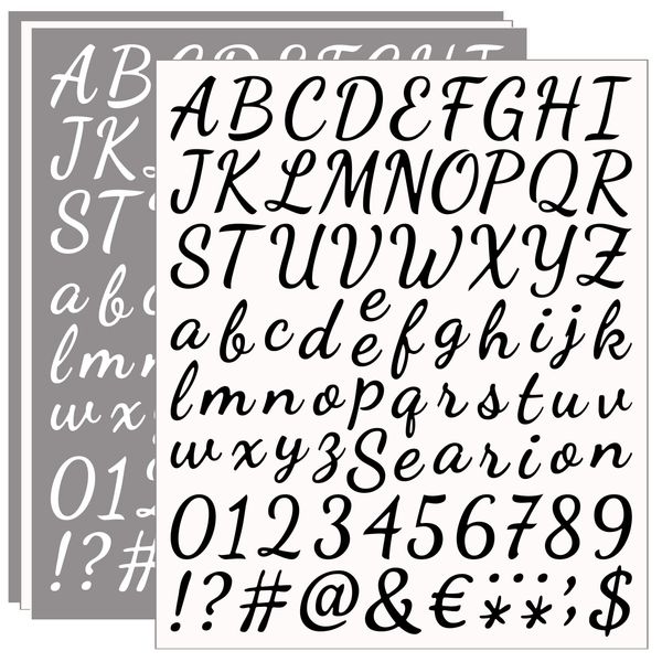 4 Pack Self Adhesive Vinyl Letter Number Symbol Stickers Kit, Alphabet Number Stickers for Mailbox, Door, Kitchen, Address Number, Scrapbook, Notebook - Black & White