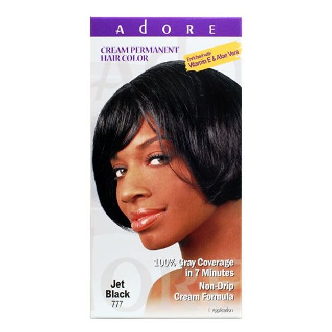 Adore Cream Permanent Hair Color 777 Jet Black enriched with Vitamin E & Aloe Vera 1 application