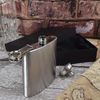 Personalised Engraved Hip Flask 6oz Gift Box & Funnel – Plain Lid – Silver Lining