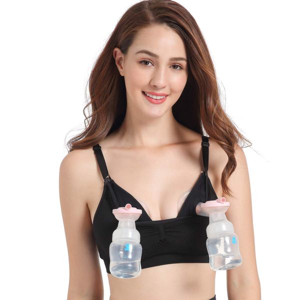 Zyorenc Hands-Free Breast Pump Nursing Bra Breathable Maternity Breastfeeding (as8, alpha, xx_l, regular, regular, Black)