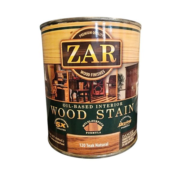 Zar 1120 Teak Natural Oil-Based Interior Wood Stain 1 Quart New