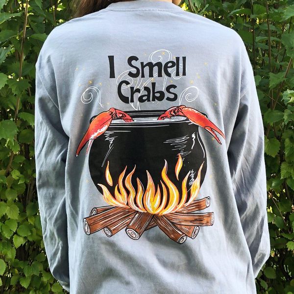 I Smell Crabs (Granite) / Long Sleeve Shirt - Small / Grey