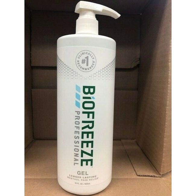 BIOFREEZE 32 OZ QUART PAIN RELIEVING GEL PUMP BOTTLE GENUINE PROFESSIONAL x10/25