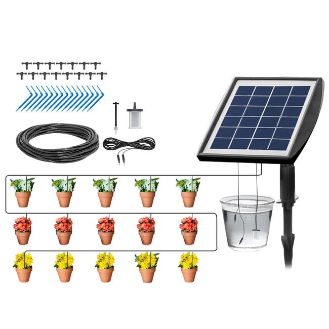 ottostyle.jp Solar Automatic Watering Machine, Automatic Watering Machine, Powered by Sunlight Even Where There Is No Power Supply, For Household Use, Dispensing Water Supply, Up to 15 Pots, Timer