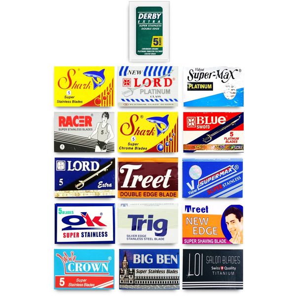 100 Quality Double Edge Razor Blades Sampler (16 Different Brands)