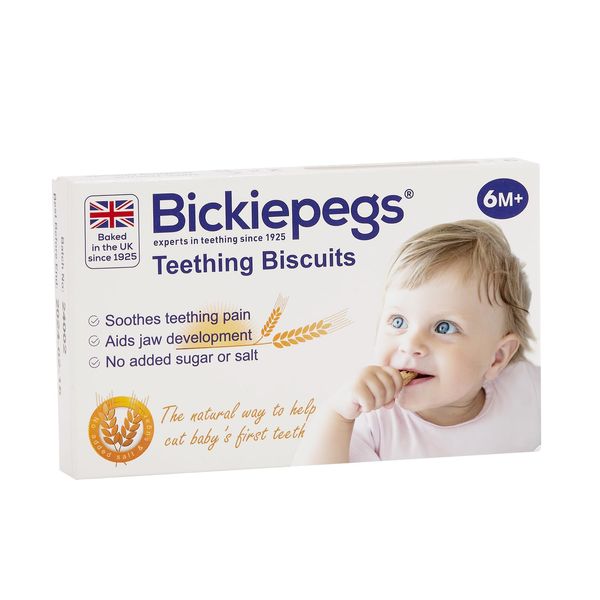 Bickiepegs Natural 9 Teething Biscuits for Babies, 38 gm per box，Soothers and Teethers for Babies - Natural Teething Solution to Relieve Discomfort - Vegetarian and Vegan Friendly -2Pack