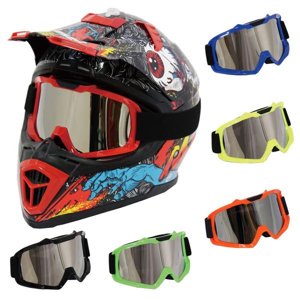 Mad Max TYPE1 Motorcycle Goggles, Yellow/Silver Mirror Shield, UV Protection, Windproof, Cold Protection, Pilot Goggles