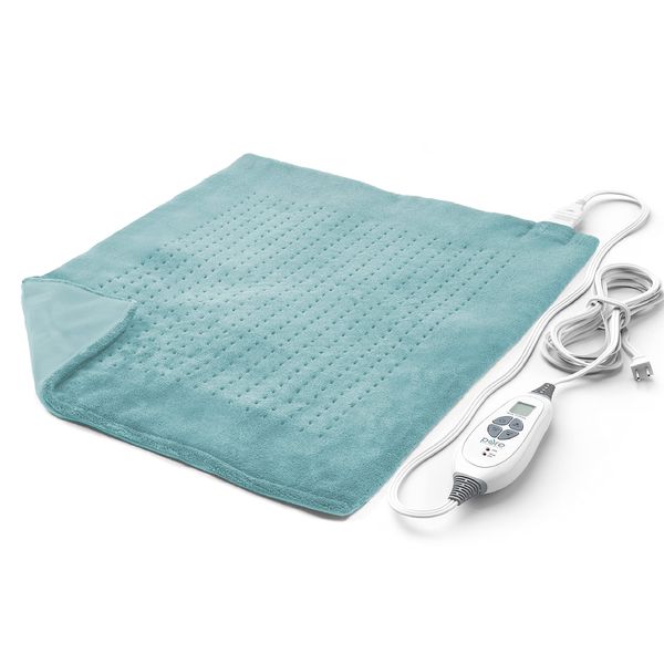 Pure Enrichment® PureRelief® Ultra-Wide Microplush Heating Pad - 20” x 24” XXL Size & 6 Heat Settings for Temporary Neck, Shoulder & Back Pain Relief - Moist Heat Option & Machine Washable (Sea Glass)