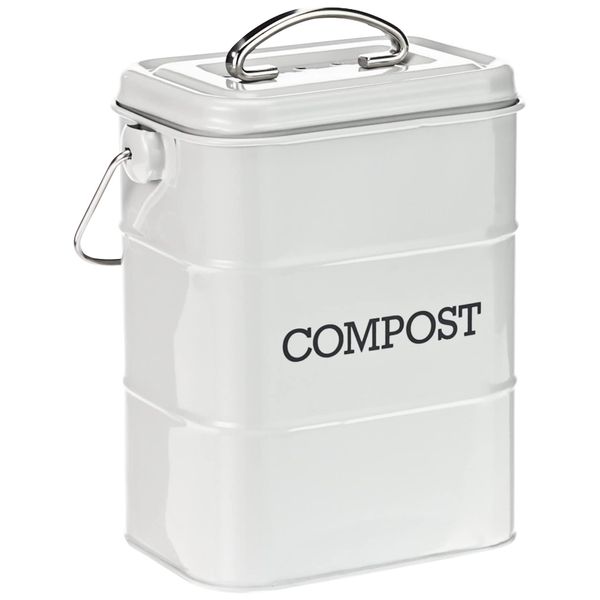 KitchenCraft Living Nostalgia Kitchen Compost Bin, Metal, 16.5 x 12 x 24 cm, French Grey