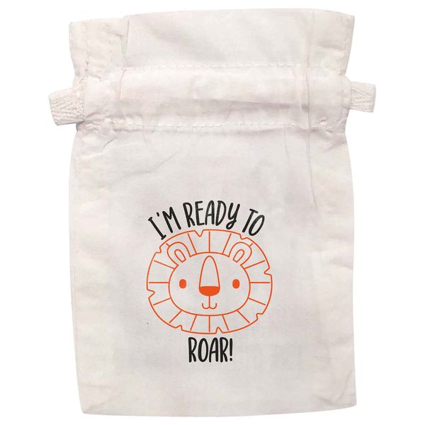 Flox Creative White Organic XS Drawstring Pouch I'm Ready to Roar