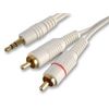 Lead, 3.5 P to 2X Phono, White, 2M, Audio & Video Cable Assemblies Qty X 1