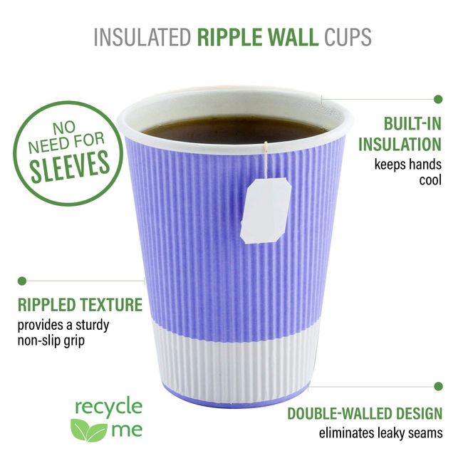16 oz Eco Green Paper Coffee Cup - Ripple Wall - 3 1/2 inch x 3 1/2 inch x 5 1/2 inch - 500 Count Box