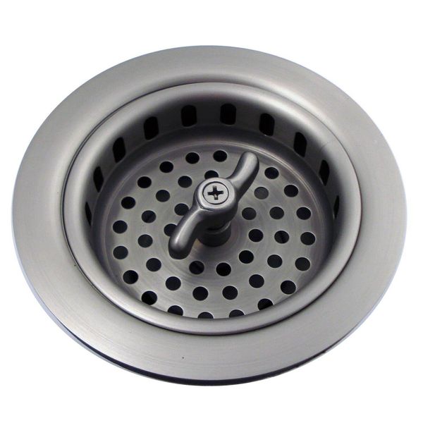 Kitchen Sink Twist Lock Basket Strainer & Flange Drain Assembly, Brushed Nickel