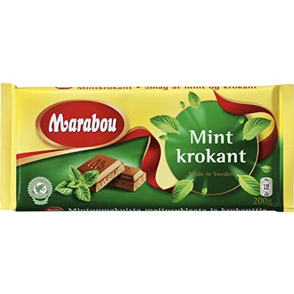 Marabou Mintkrokant Milk Chocolate with Mint Crisp 200g