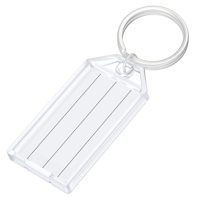 Uniclife 20 Pieces Key Tags 2 Inch Plastic Key Chain Tags with Ruled Blank Paper Labels Transparent Covers and Split Rings Sturdy Item Identifiers, White