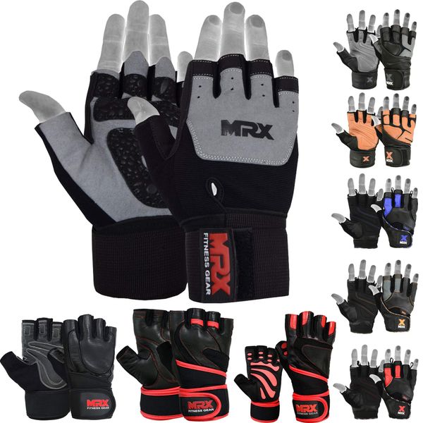 MRX Weight Lifting Gloves are Premium Quality Amara Leather with Long Wrist Straps – Gym Gloves, Workout Gloves, Exercise Gloves for Powerlifting, Fitness, Cross Training for Men & Women