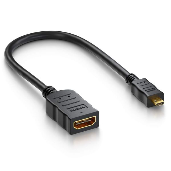 deleyCON Micro HDMI Adapter Kabel Portsaver Micro HDMI Stecker auf HDMI Buchse - Audio Video Übertragung 4K UHD 2160p Full HD 1080p