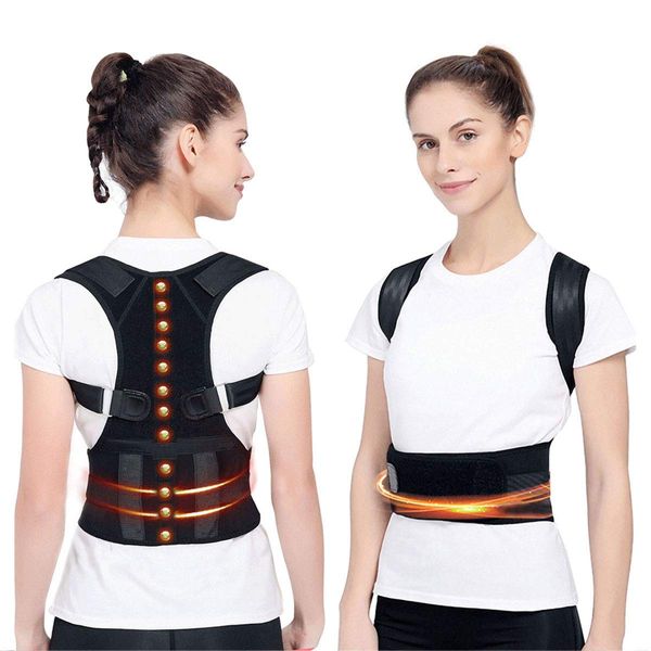 Magnetic Posture Corrector, Magnetic Medical Grade Adjustable Straighten Correct Humpback Posture Corrective Brace Shoulder Back Belt Lumbar Support Straps Relieves Neck Back Spine Pain