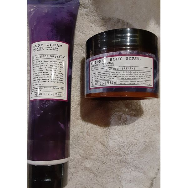 2-PIECE SET Deep Breaths Lavender & Chamomile Bath Set -Scrub & Body Cream