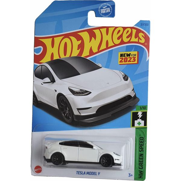 Hot Wheels - Tesla Model Y - White - HW Green Speed - 2023 - Mint/NrMint Ships Bubble Wrapped in a Box