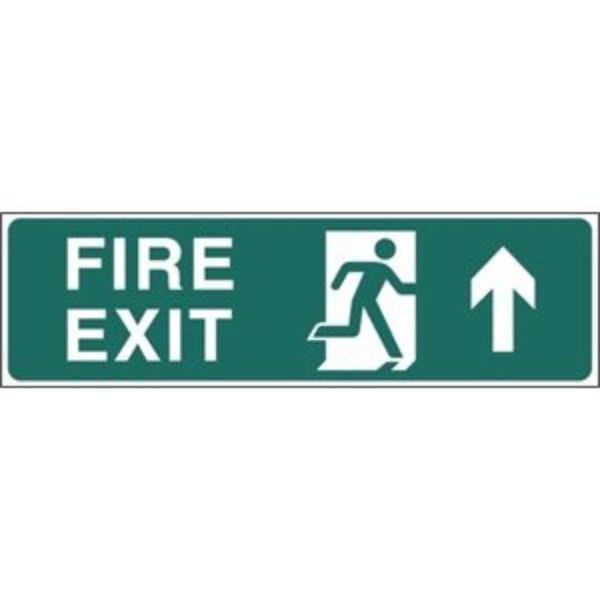 Stalwart W301 "Fire Exit Arrow Up" Safety Sign, 150mm X 450mm