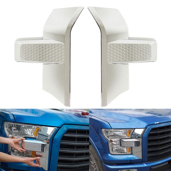 NewYall Front Left and Right Chrome Bumper Headlight Grille Cover Trim