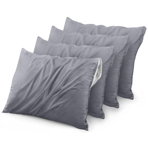 Utopia Bedding 4 Pack Waterproof Pillow Protectors with Zipper Queen Size (Gray), Bed Bug and Dust Mite Proof Pillow case Covers, Moisture Wicking Pillow Encasements 20 x 28 Inches