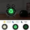 Battery Alarm Clock Silent Bedside Non~Ticking Glow-in-the-Da