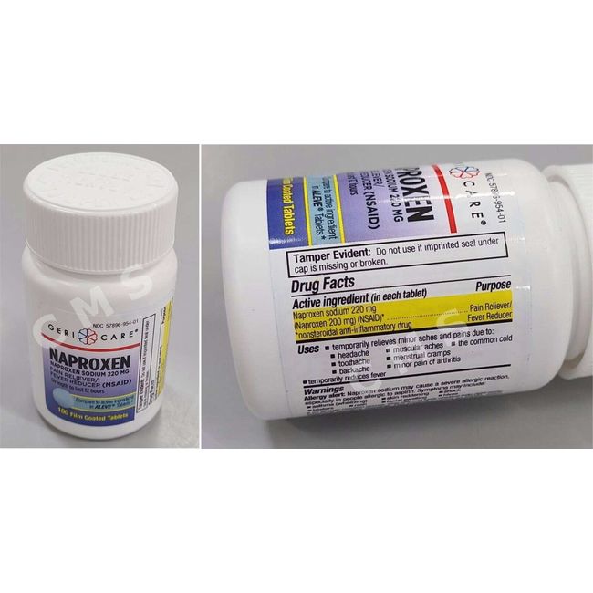 Gericare Naproxen Sodium Tablet Pain Reliever Fever Reducer 220mg 100/Bottle