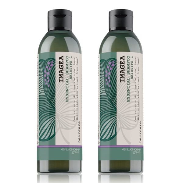 eLGON Imagea Essential Shampoo (Glossy Hair Volume Care) Salon Exclusive Organic Super Food 8.5 fl oz (250 ml) Value Set of 2