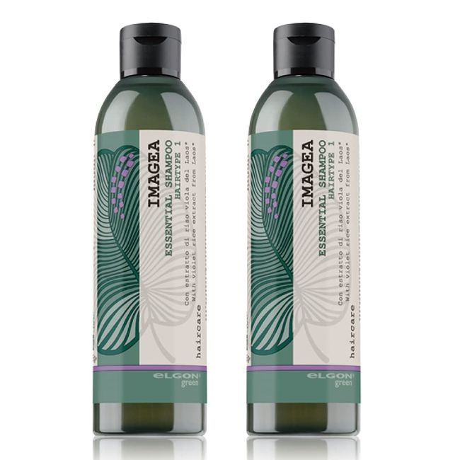 eLGON Imagea Essential Shampoo (Glossy Hair Volume Care) Salon Exclusive Organic Super Food 8.5 fl oz (250 ml) Value Set of 2