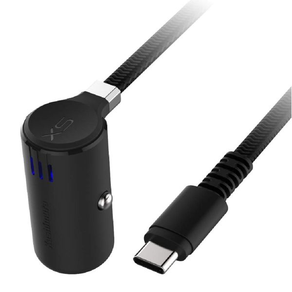 Kashimura NDC-028 DC Charger, 3A Type-C Strong Flat Cable, Equipped with Blue LED