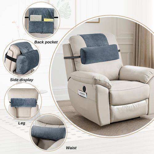 Tycdiose Recliner Head Pillow 3-in-1 Non-Slip Headrest Pillow for Recliners and Armchairs Adjustable Lumbar Neck Support Pillow for Recliner, Velvet Recliner Pillows for Headrest with Strap Cover
