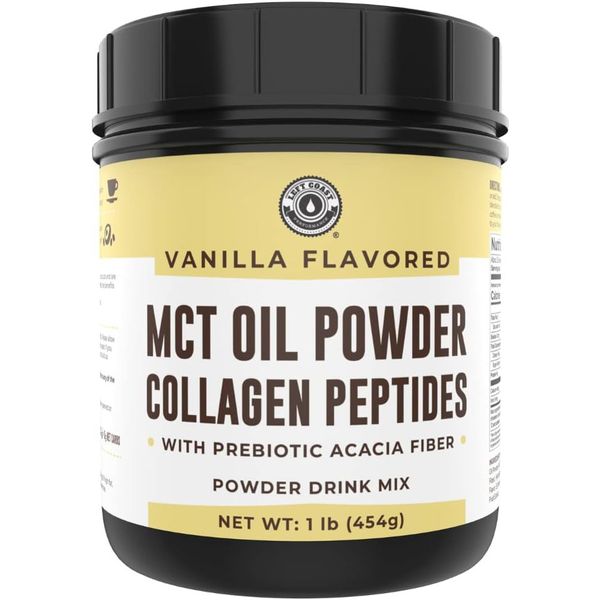 Keto MCT Oil Powder + Collagen + Prebiotic Acacia Fiber, 16 Ounce (Pack of 1)