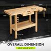 Solid Rubber Wood Workbench Work Desk w/ Drawer + Open Space + Adjustable Handle